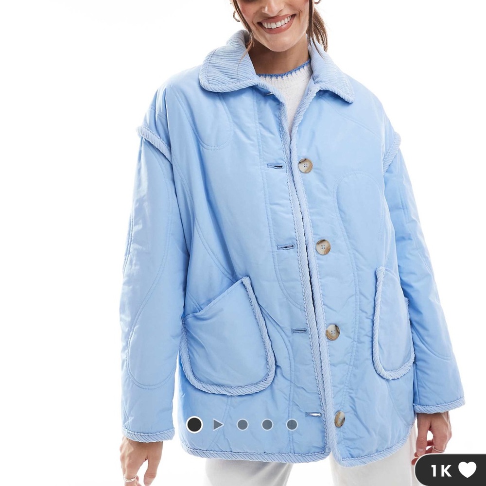 ASOS Blue Puffer Quilted Jacket